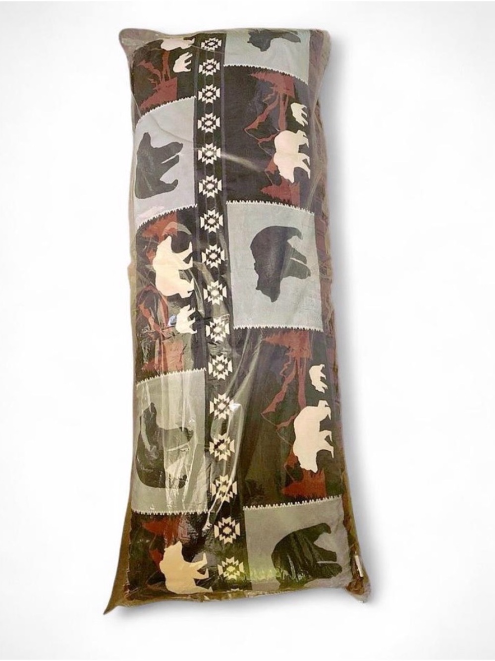 Brown & Black Bear-Pattern Decorative Body Pillow - Rustic Lodge Style